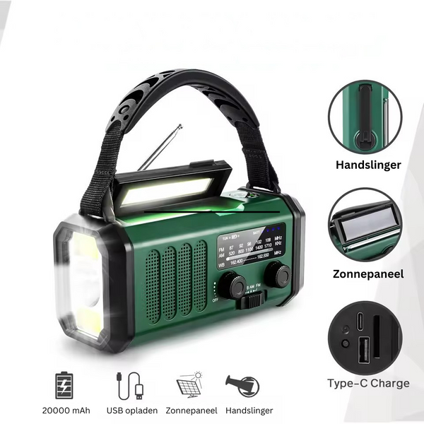 Veilige Noodradio met Zonne-energie